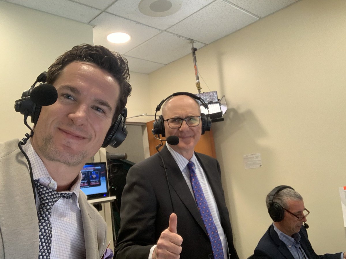 ScottieUpshall's tweet photo. Up in the sky for the @AnaheimDucks @MapleLeafs game w/ @CCtsn. Watching the man work is something special. The best voice in the game!! @TSN https://t.co/HPA6Nb1U79