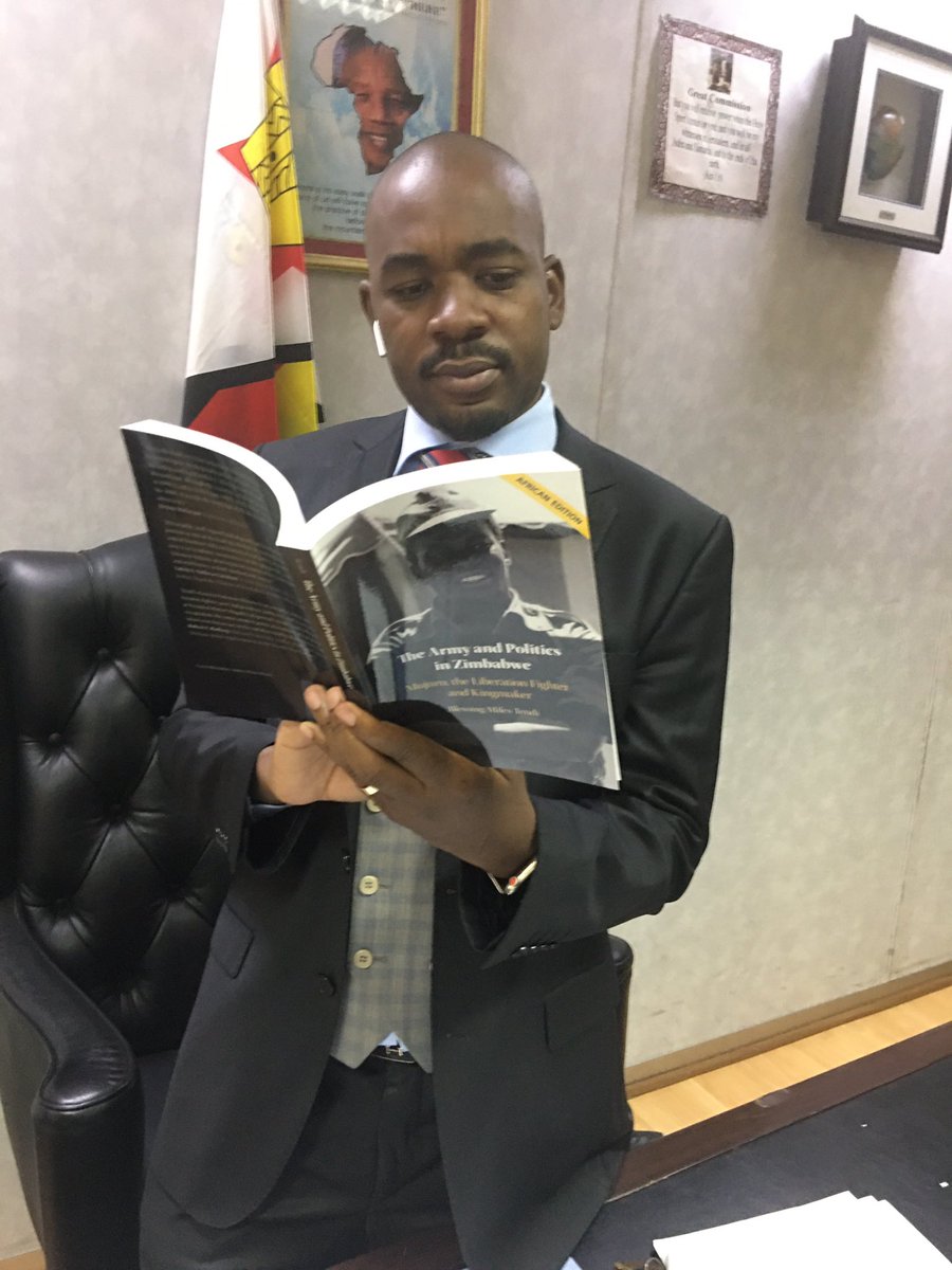 nelsonchamisa's tweet photo. A READER IS A LEADER..I am reading this powerfully compelling and riveting book by Dr Miles Tendi about our beloved Zimbabwe’s liberation history. What are you currently reading, my fellow Zimbabweans? What are your favourite books this year?#readandlead https://t.co/AD3sCDXYoC