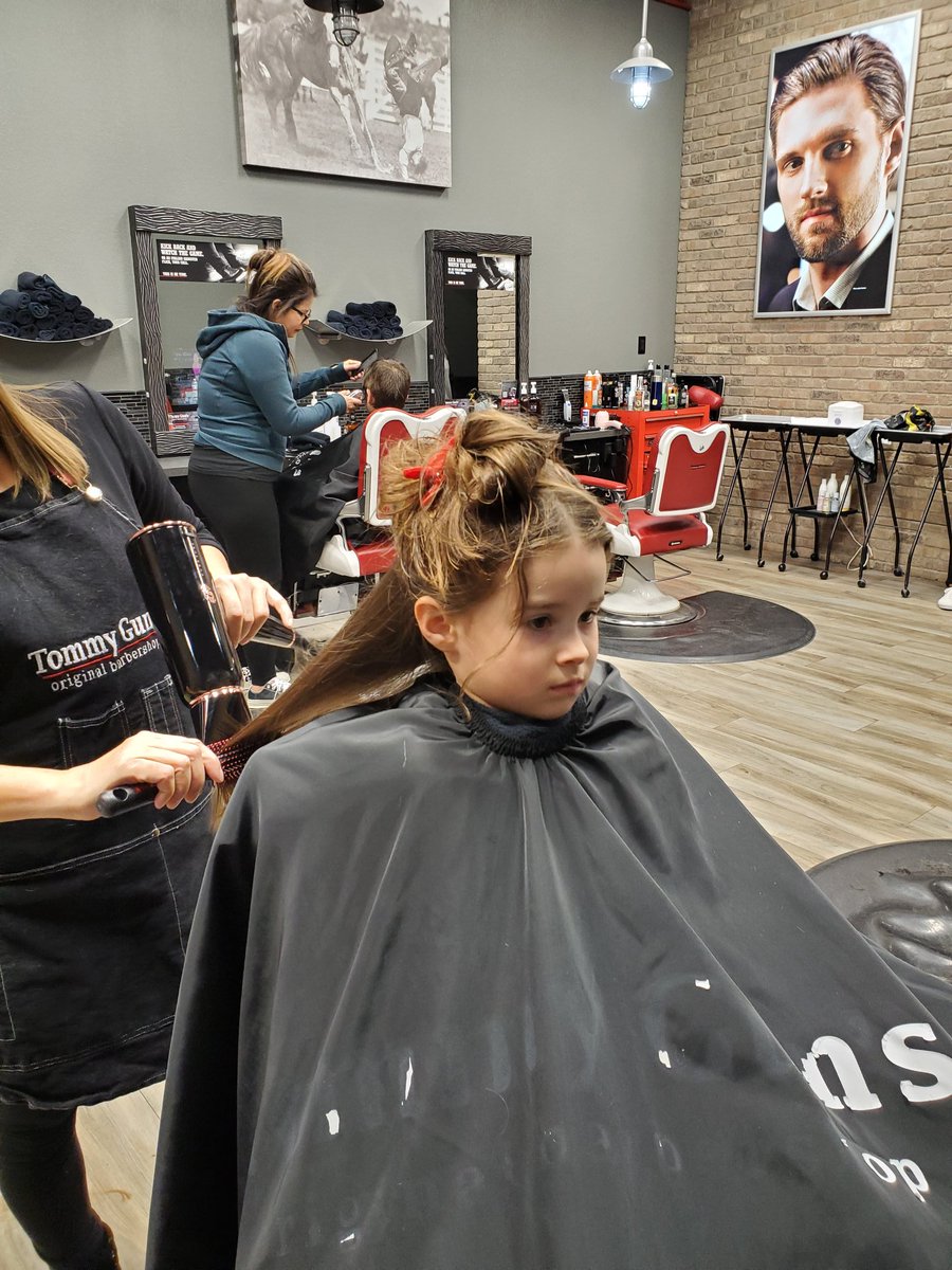 WalzyYYC's tweet photo. @TommyGunsBarber #Airdrie.   Katie had her very first haircut today at 4 years old.  As always, you guys were awesome!! https://t.co/A5EC4iudb9