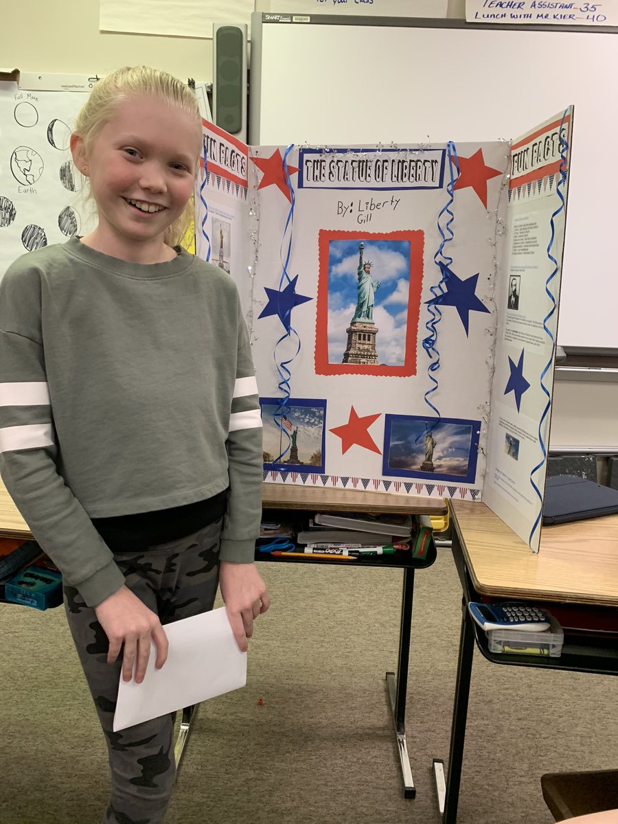 kierclass's tweet image. Libby did a great job researching the Statue of Liberty for her independent research project! #3rdatBIS #ithinkbhawk