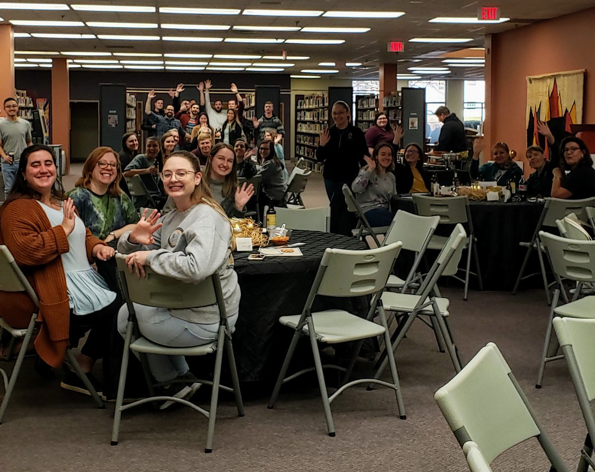 LindaEKern's tweet photo. #Librewery and trivia and graduate students @BrenauU. The perfect combo. #CSLewis @SoStockton #BrenauDPT #brenaufamily #trusteelibrary https://t.co/xxMw6wL1db