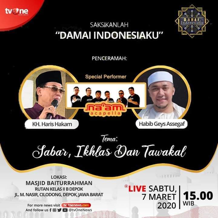 Live Perform Na'am Acapella <a href="/damaitvone_/">damai Indonesiaku</a>  <a href="/tvOneNews/">tvOnenews</a> Insha Allah sore ini di Rutan Depok 

#live #nasheed #acapella #performance #musicapella