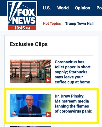 Fox News trots out a TV doctor to suggest coronavirus is a liberal media plot or something, I don’t know, I’m definitely not clicking that link