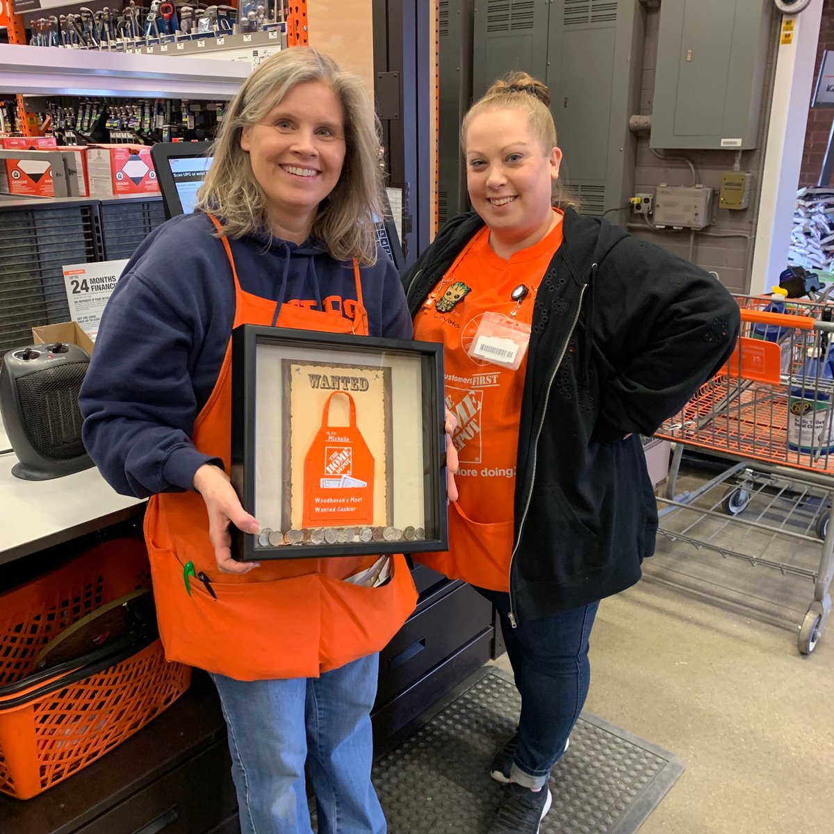 Michelle received the “Most Wanted Cashier” award for being the most asked for cashier. Our customers love her. @THDWoodhaven #mwmarch2020