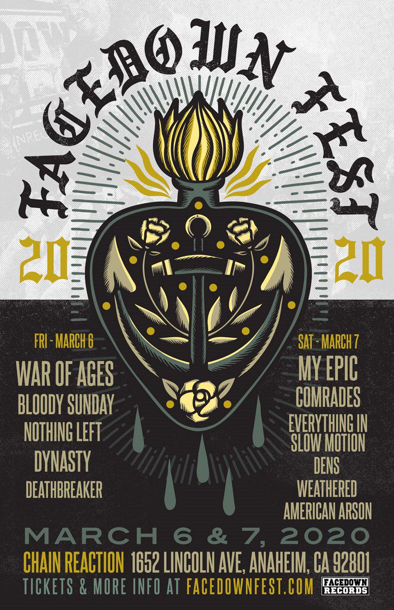 Comrades (@wearecomrades) on Twitter photo Tomorrow, Chain Reaction hosts Facedown Fest 2020, kicking off day 1 is our buds in <a href="/DeathbreakerWA/">Deathbreaker</a> If you’re in southern CA, come out. Its gonna rip. <a href="/facedownrecords/">Facedown Records</a> Tomorrow, Chain Reaction hosts Facedown Fest 2020, kicking off day 1 is our buds in <a href="/DeathbreakerWA/">Deathbreaker</a> If you’re in southern CA, come out. Its gonna rip. <a href="/facedownrecords/">Facedown Records</a>