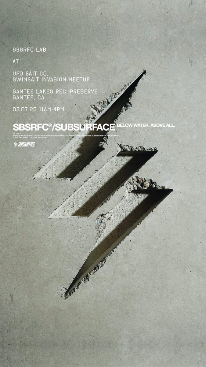 [03.06.20] We’re taking the lab on the road.

Join us for the UFO Bait Co.’s Swimbait Invasion Meetup tomorrow, 03.07.20 11am-4pm Santee Lakes, Santee, CA.

Community. Culture. Camaraderie.