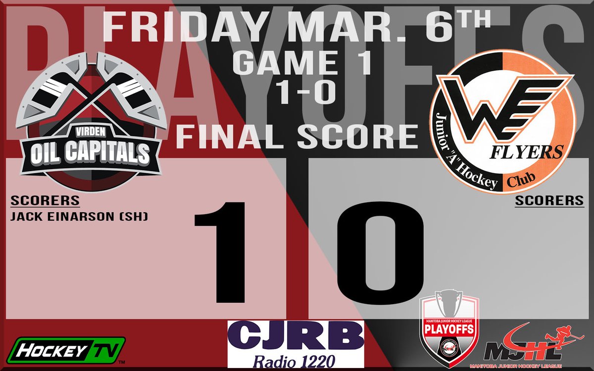 OilCapsHockey's tweet photo. 🚨🚨OIL CAPS WIN!!!🚨🚨  AFTER 2 OT PERIODS Jack Einarson ends the game!! Next game of the series is in Virden on Sunday night at 7:30!!!! https://t.co/5jhGc6NdxR