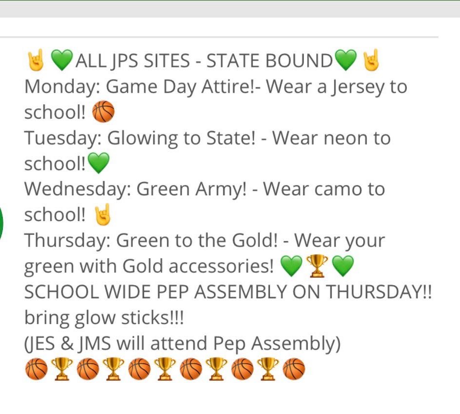 jhs_spirit's tweet photo. State week themes!!!💚🖤 https://t.co/NbLfNZByN4