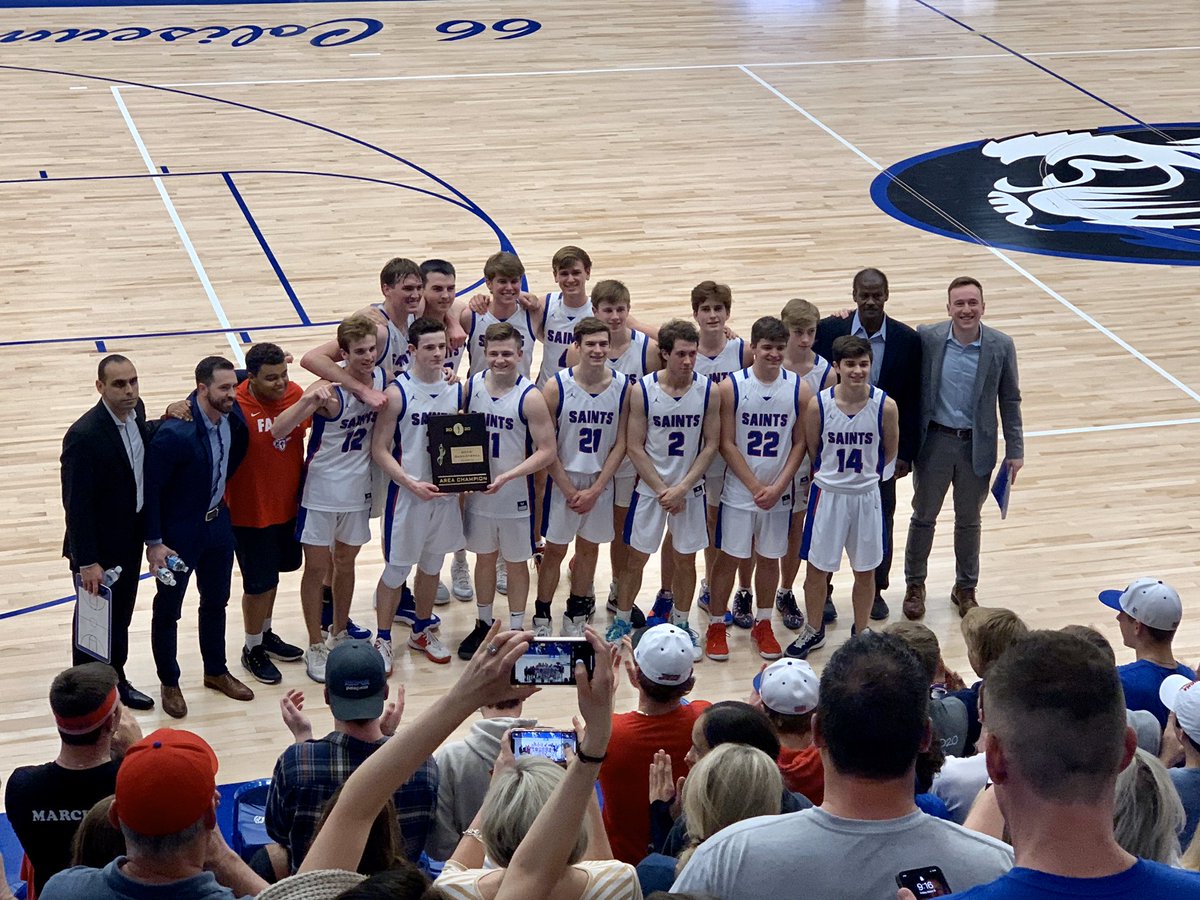 RealMitchMcKee's tweet photo. Big time congratulations for @CoachBWeaver, @coachtwdavis, @jakeeekerr, and the @ocssaintsbball team on a huge area win tonight over Beggs for a state tournament berth! LET’S DANCE!! #OCSHoops #MarchMadness #RingSZN https://t.co/dS5Fdu0jy9