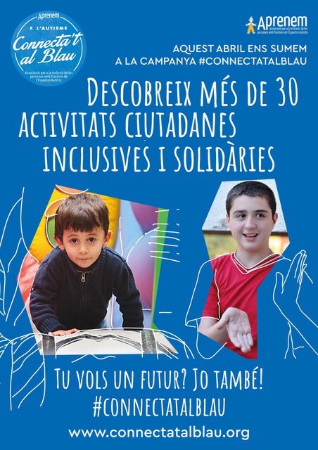 AprenemAutisme's tweet photo. #JoTambeVullUnFUTUR 💙#CONNECTATALBLAU 💙
Aquest any la Campanya #CONNECTATALBLAU ofereix moltes formes de participar!
Descobreix més de 30 activitats ciutadanes inclusives i solidàries a preus reduïts:
👉🏻💙https://t.co/8VuxVDu1nF
#DiaMundialAutisme #TEA #Inclusió https://t.co/hgQ9CSarpc