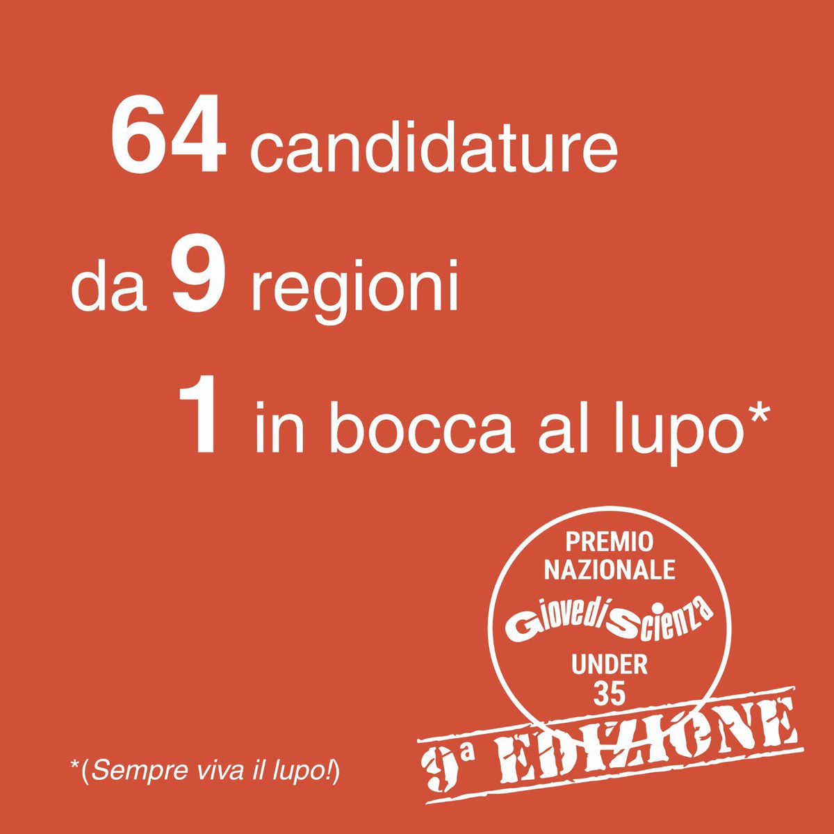 GiovediScienza's tweet photo. Chiuso il bando per la nona edizione del Premio Nazionale #GiovedìScienza. A presto per nuovi aggiornamenti!
#premionazionalegiovediscienza #GS34 #ricerca #bandi https://t.co/sN2m13m8O2