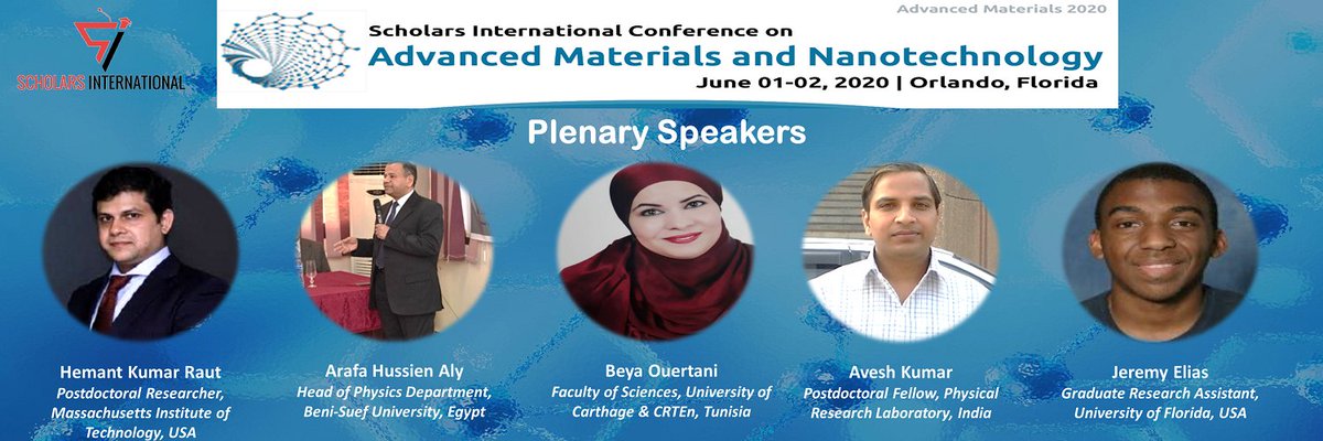 Plenary Speakers at Advanced Materials 2020 Conference.
For details visit : bit.ly/2QEJrLP #advancedmaterials #nanotechnology #materialsscience #smartmaterials #polymers #hierarchy #tissueengineering #biomaterials #photonics #alloys #optics #carbon #advancedmaterials2020