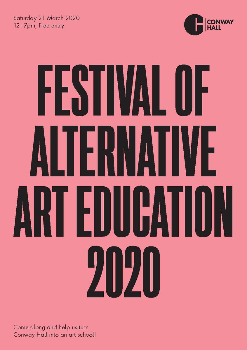 Two weeks today we open the 'Festival of Alternative Art Education' at Conway Hall! With over 20 DIY art schools, collectives and educational projects, stalls, FREE workshops and talks! With <a href="/AltMFA/">AltMFA</a> <a href="/theotherma_TOMA/">TOMA</a> @FeralArtSchool <a href="/School_Damned/">School of the Damned</a> and more organised by <a href="/vidiomole/">sophia kosmaoglou 🛰</a>