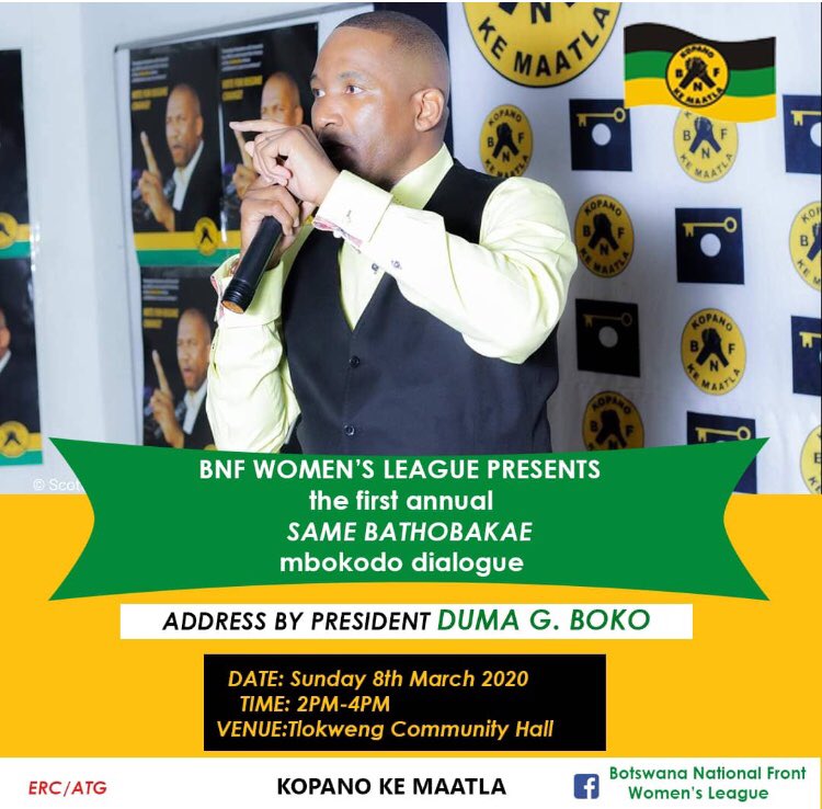 KgosidintsiRese's tweet photo. President Boko Duma and the BNFWL is in Tlokweng tomorrow to honor Comrade Same Bathobakae and celebrate International Womens Day,join us.
#BNFwomen #PuoPhaa πππ€ https://t.co/wubeJaHOjR