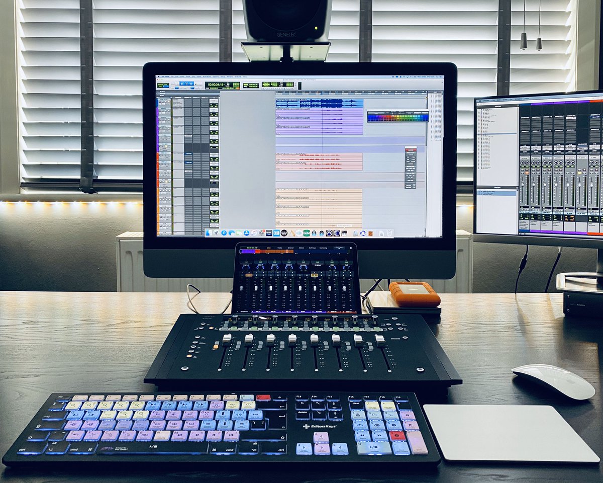 KMorrisonSound's tweet photo. Settling in to mix some score by @TomRackhamMusic #Avid #Protools #Apple #EditorKeys #UnversalAudio #Music #ProductionSound https://t.co/52MzHBUwtB