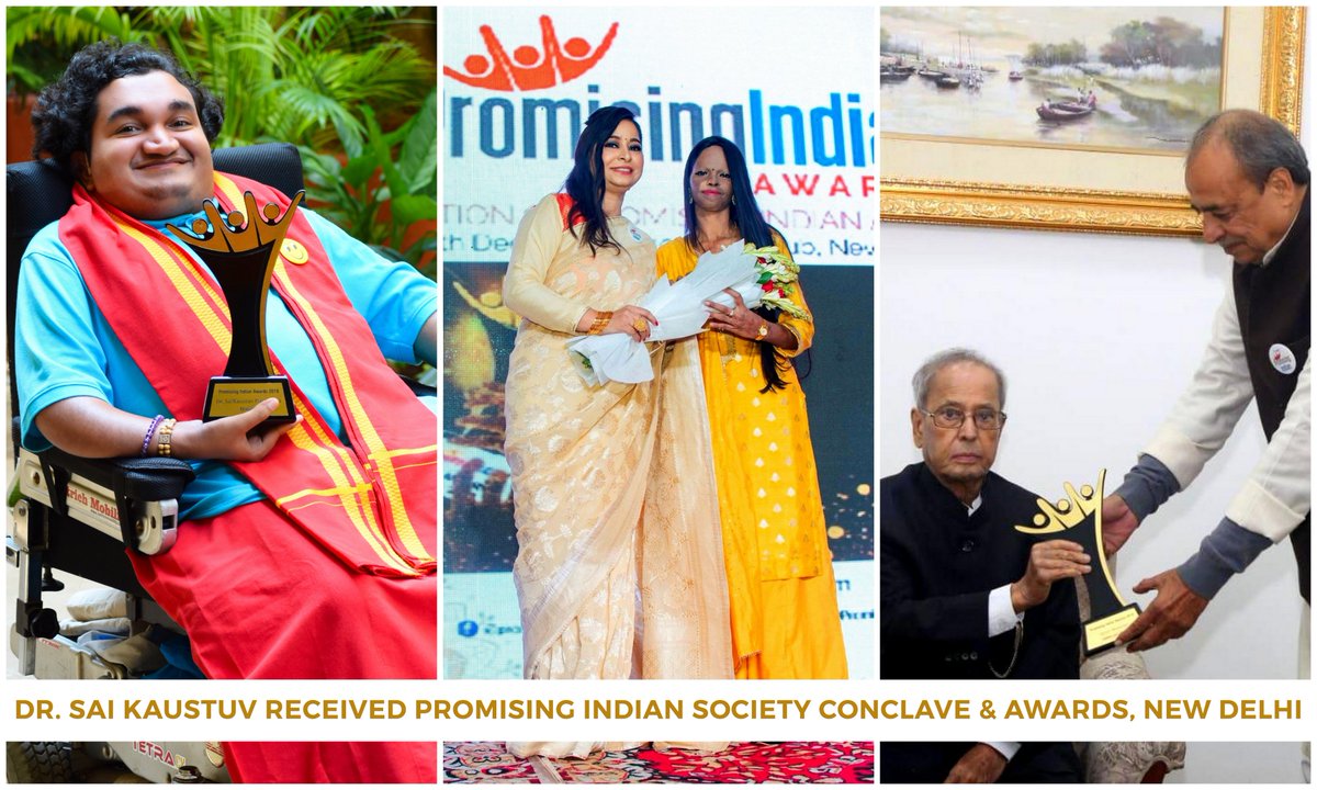 SaiKaustuv's tweet photo. Very happy to receive #promisingindians #award from #NewDelhi for educating people about #inclusion #diversity. Sri Pranab Mukherjee, the former President of India, Ms. Laxmi Agarwal, #Chhapaak girl along &amp; other 35 people got honoured. #SaturdayThoughts @PromisingIndia 😃🏆🏆😃 https://t.co/FrCRtVJohB