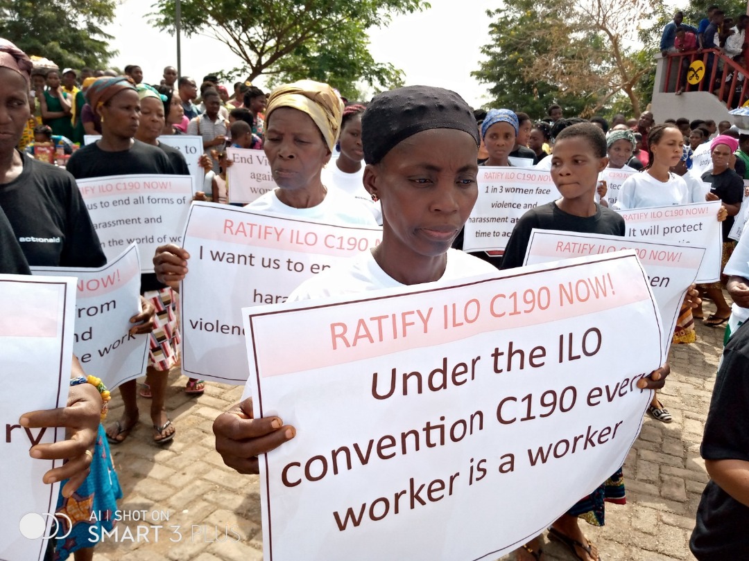 ActionAidGhana's tweet photo. 1 day to #StoptheWorld
___
We are gearing up for the @WomensGblStrike tomorrow
___
Yesterday, we joined the Volta Regional Independence Day Parade calling on the government of Ghana to #RatifyILOConvention190 
__
#IWD2020 #AllWomenWork #ActionAid #ActionAidGhana https://t.co/V4WhNcvGcv