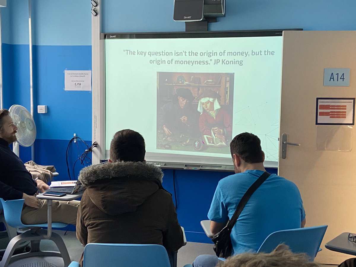 Kicking off now in workshop room 2 is <a href="/jdetychey/">Jerome de Tychey 🦇🔊</a> talking about the origins of money! #theunhackathon
