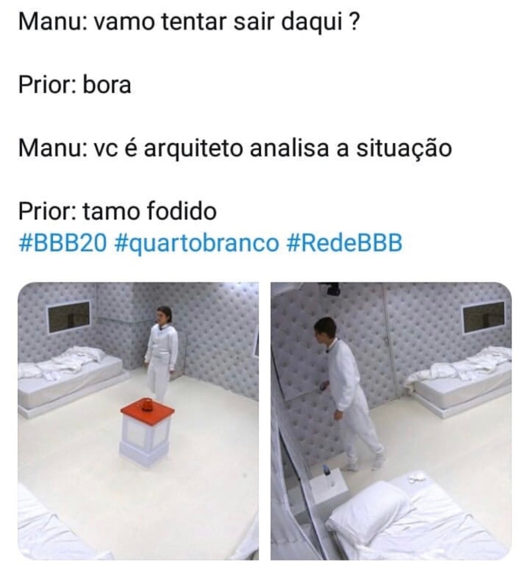 tujuramaninho's tweet photo. AS MELHORES PARTES DO #QUARTOBRANCO
#VAIDEIXARSAUDADE
#BBB20 https://t.co/aC6WvUOPHr