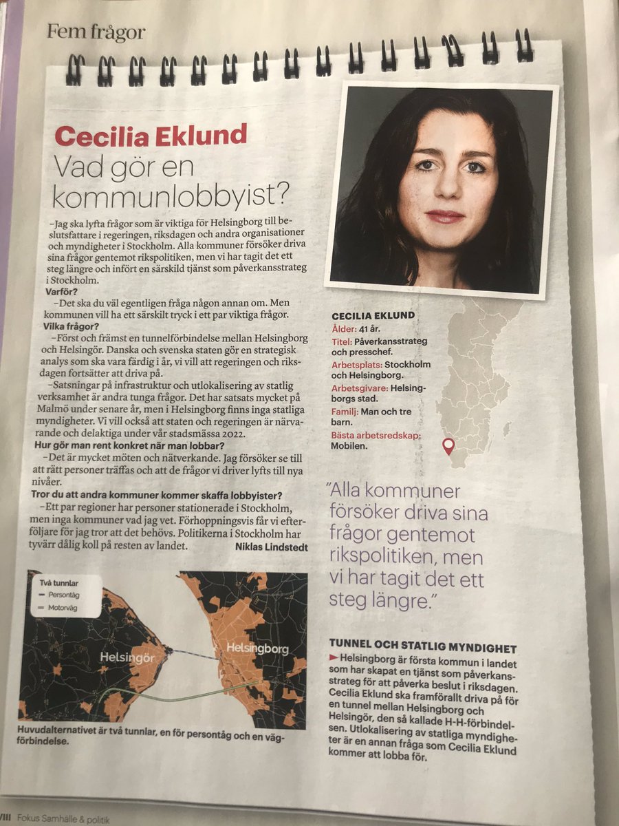 CeciliaEklund's tweet photo. Vad gör en kommunal påverkansstrateg? Bästa @TidningenVision ringde och ville ha en intervju om @hbgstad arbete. Kul med uppmärksamhet för fast förbindelse mellan Helsingborg och Helsingör! https://t.co/lyYAPHGJ2m @HHGruppen @GreaterCph #helsingborg #svpol https://t.co/7KjLQ71CM9
