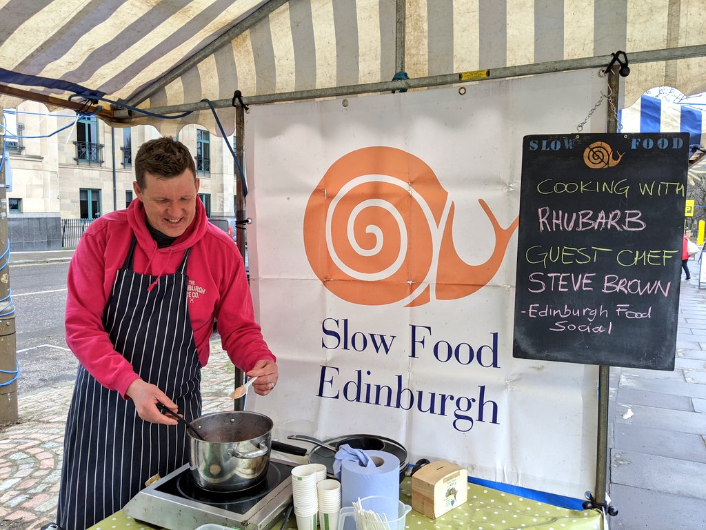 SlowFoodEdin's tweet photo. We are setup @EdFarmersMarket for all things #rhubarb with #CooksAlliance @SteveBrownChef from @edinfoodsocial.
#SlowFood #GoodCleanFair #Edinburgh https://t.co/idJQiD8QFH