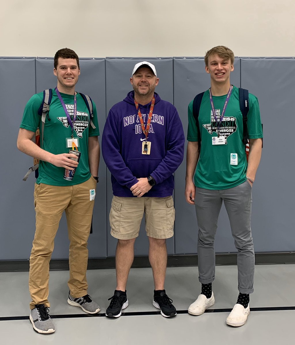 Condit_PE's tweet photo. Had the pleasure of meeting two @northerniowa students this week.  @Schaeff11 and @spikejessen came down to @ConditES to gain some teaching experience (and enjoy the weather). I heard nothing but good things about these two young men. Safe travels back to Iowa. https://t.co/JdJvGVjpNa