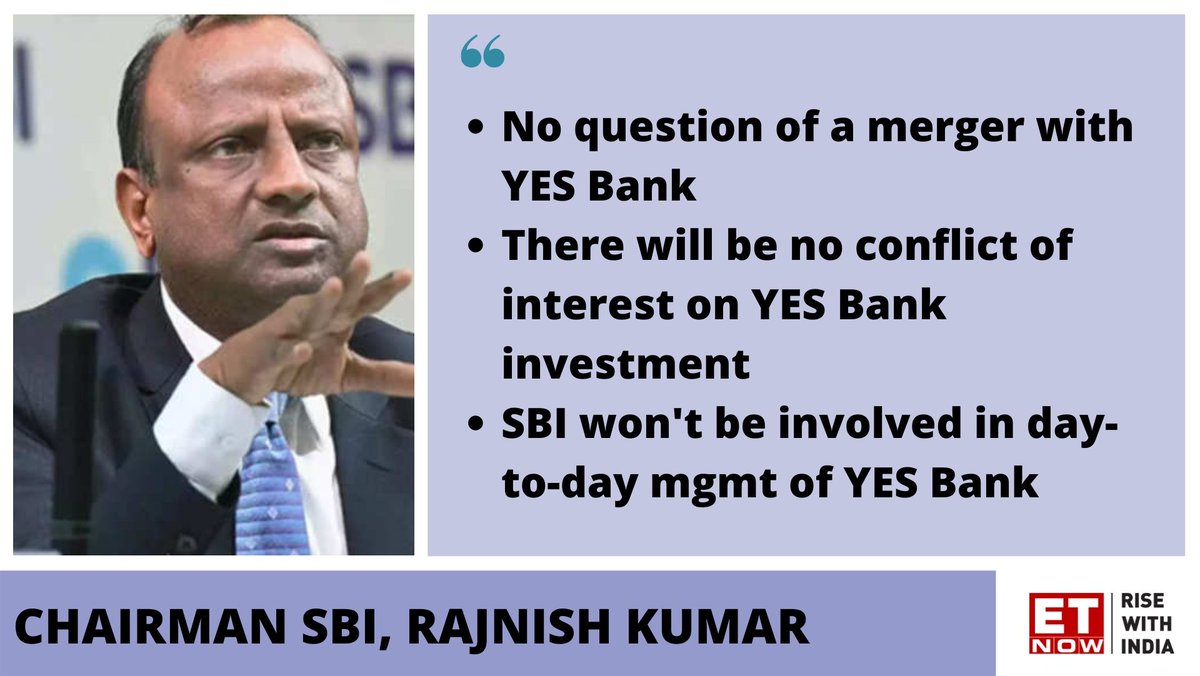 ETNOWlive's tweet photo. #TheYesMess | Don't think YES Bank's value will be impacted by ED raid on Rana Kapoor, says @TheOfficialSBI Chairman, @rkumar1958 https://t.co/DTGkhCw69A