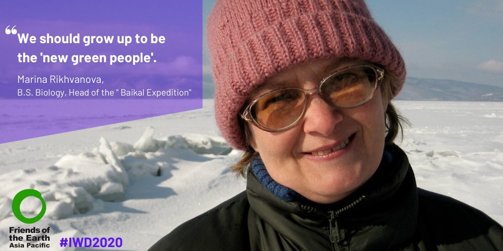 FoEAsiaPacific's tweet photo. This #InternationalWomensDay, we join @rusecounion in acknowledging Marina Rikhvanova's work & activism to save the biggest freshwater lake in the world - lake Baikal.
#IWD2020
#GenderJustice
#DismantlePatriarchy
#ResistAndTransform https://t.co/12985UfZs0