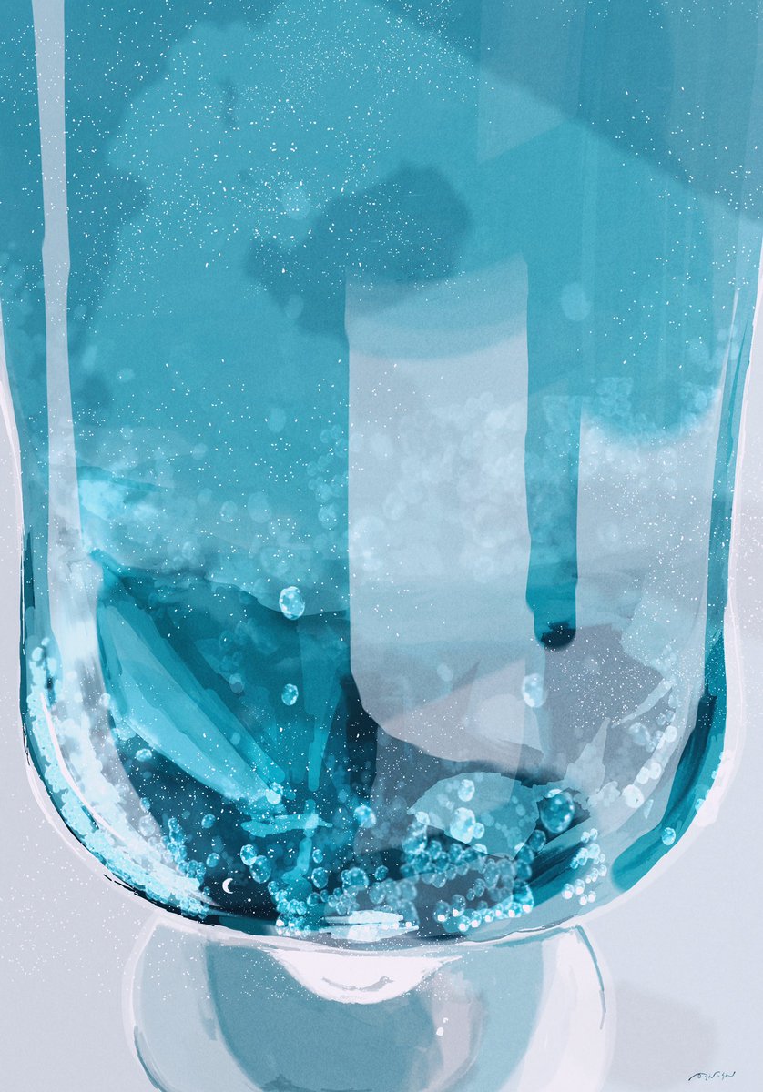 no humans cup still life blue theme reflection signature bubble  illustration images