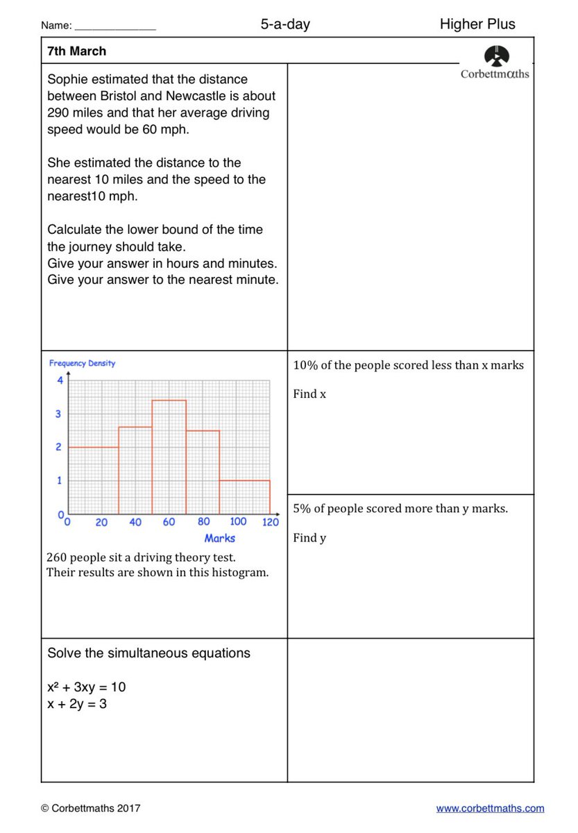 Corbettmaths's tweet photo. Studying for Higher GCSE Maths? Try today's Foundation Plus, Higher &amp; challenging Higher Plus #maths5aday answers: https://t.co/YFH42YTcTV https://t.co/eV4wdN0DjK