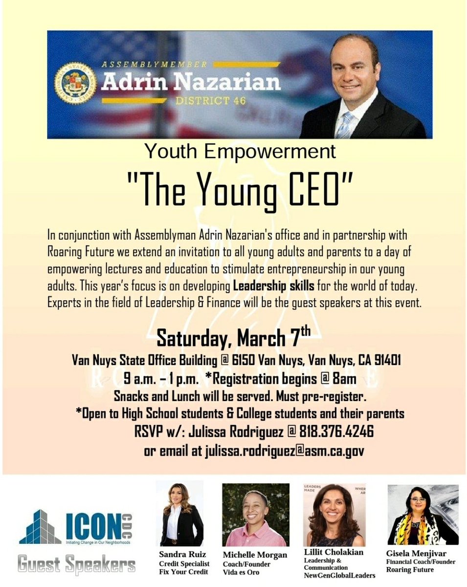 _roaringfuture's tweet image. Tomorrow is the day to empower our youth!!! Super excited!! If you are still thinking of coming...let us know!! Our youth will love this event. Shout out with gratitude to Sandra Milena Ruiz and Michelle Morgan and Lillit Cholakian for supporting my organization Roaring Future!!!