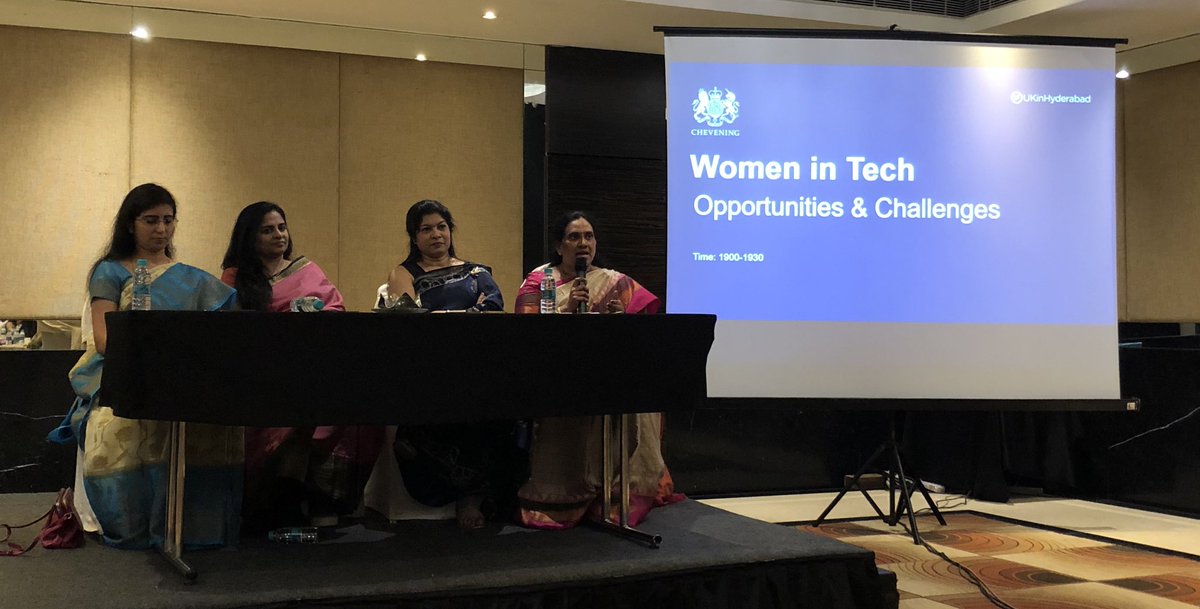 UKinHyderabad's tweet photo. Our third panel discussion is on ‘#WomeninTech - Opportunities and Challenges’ outlined how mentoring and support systems are important to retain more women in tech sphere for #EachforEqual 

#IWD2020 #WomensDay2020 https://t.co/jY6xdWR3XC