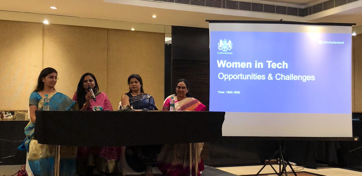 UKinHyderabad's tweet photo. Our third panel discussion is on ‘#WomeninTech - Opportunities and Challenges’ outlined how mentoring and support systems are important to retain more women in tech sphere for #EachforEqual 

#IWD2020 #WomensDay2020 https://t.co/jY6xdWR3XC