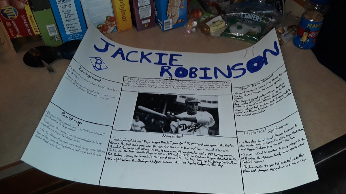 Andyman516's tweet photo. Our son had to do an essay and a display for English Literature Class, he picked Jackie Robinson to do his report on.... https://t.co/lVHtZcf6oj