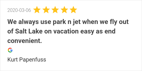 ParknJetSLC's tweet photo. New 5.0-star Review: "We always use park n jet when we fly out of Salt Lake on vacation easy as end convenient." https://t.co/c8wInkgp42