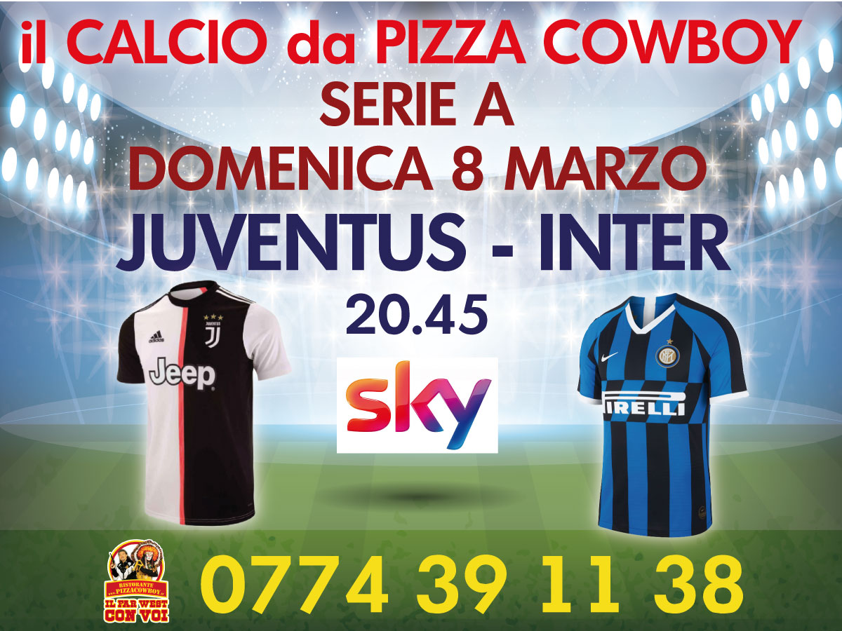 PizzaCowboy1's tweet photo. 🛑Domenica sera diretta TV da Pizza Cowboy

08 marzo PARTITONE!!!!

#SERIEA
20.45 #JUVENTUS vs #INTER

PRENOTA allo 0774 39 11 38

#dazn #ristorante #pizzeria #calcio #romaest #skysport #skycalcio #roma #birra #football #serieatim #pizzaecalcio #pizzaebirra #forzajuve #forzainter https://t.co/1DupQ8BTEk