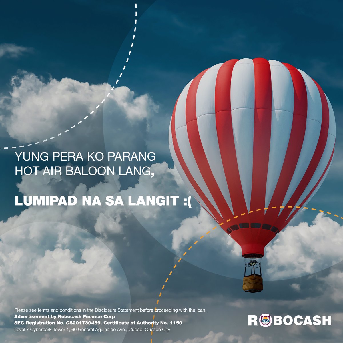 robocashph's tweet image. Lumipad rin ba sa langit ang Pera mo na parang lobo? Para sa extra cash, lumapit kay Robocash. 0% Interest sa unang loan mo. 1 valid ID lang ang kailangan. Apply na! #Robofast #Roboeasy #Robocash

🌐 APPLY ONLINE bit.ly/RobocashWebPh
📲 DOWNLOAD THE APP bit.ly/RoboAppPH
