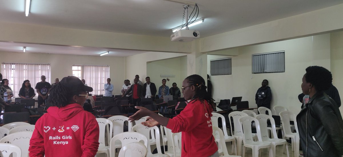 The session just started with some warm up from <a href="/han_maslah/">Maslah</a> #megacodingworkshop2020 #RailsGirlsKenya #IWD2020 #EachforEqual