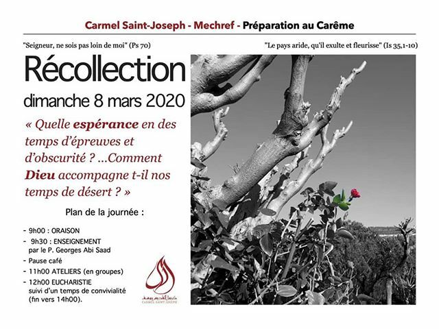 OCDLIBAN's tweet photo. رياضة روحيَّة في زمن الصوم الأربعيني المقدَّس مع راهبات كرمَل القدِّيس يوسف - المشرف.
يوم الأحد ٨ آذار ٢٠٢٠، من ٩:٠٠ صباحًا لغاية السَّاعة ٢:٠٠ بعد الظهر. (الرياضة باللغة العربية)
#صوم_مبارك للجميع
https://t.co/h73umSN7sP https://t.co/HWwSQSgExB https://t.co/pmrq4KuI2i