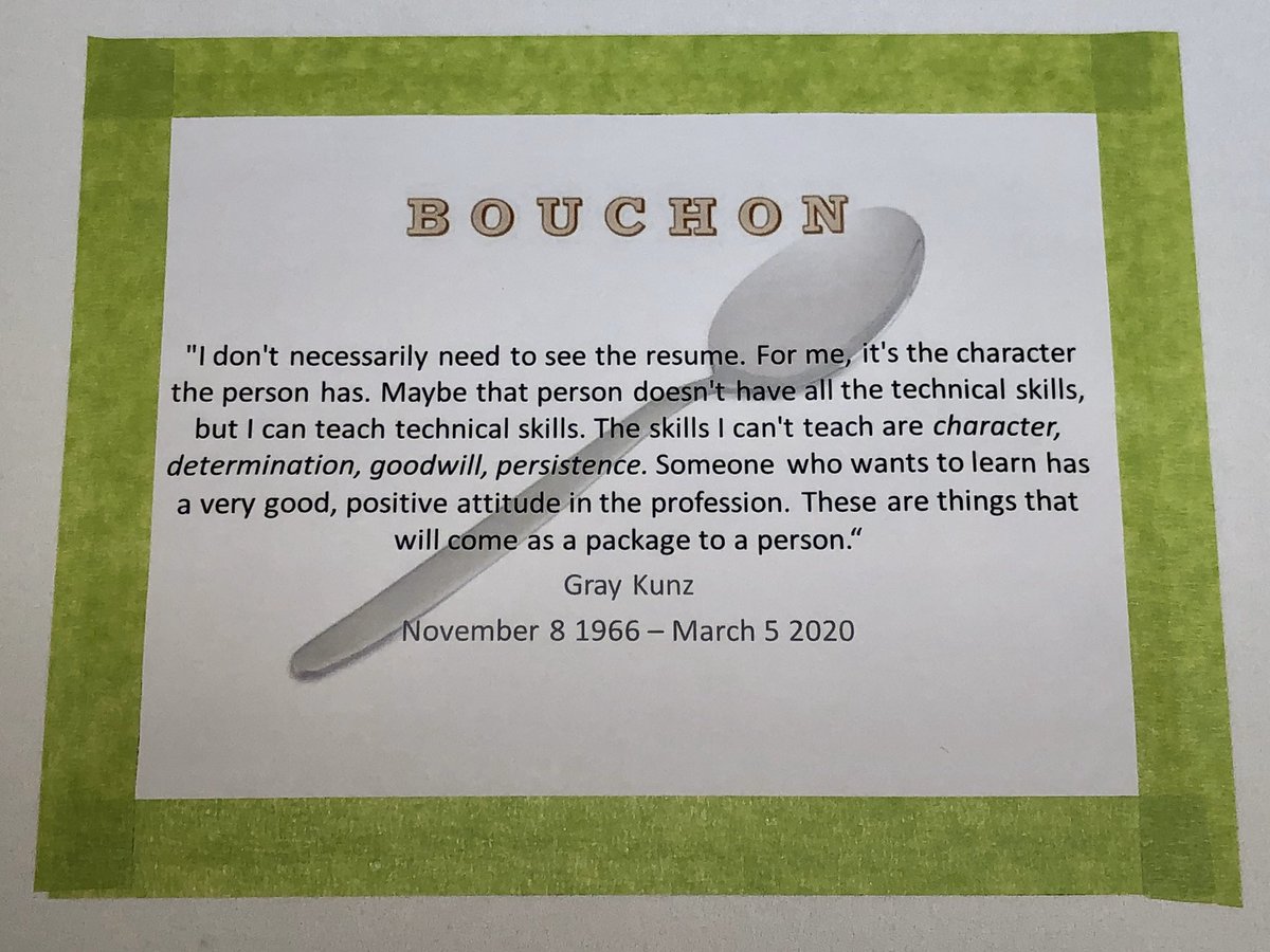 Merci Chef Gray Kunz. Our thoughts are with his loved ones and colleagues. #Legacy