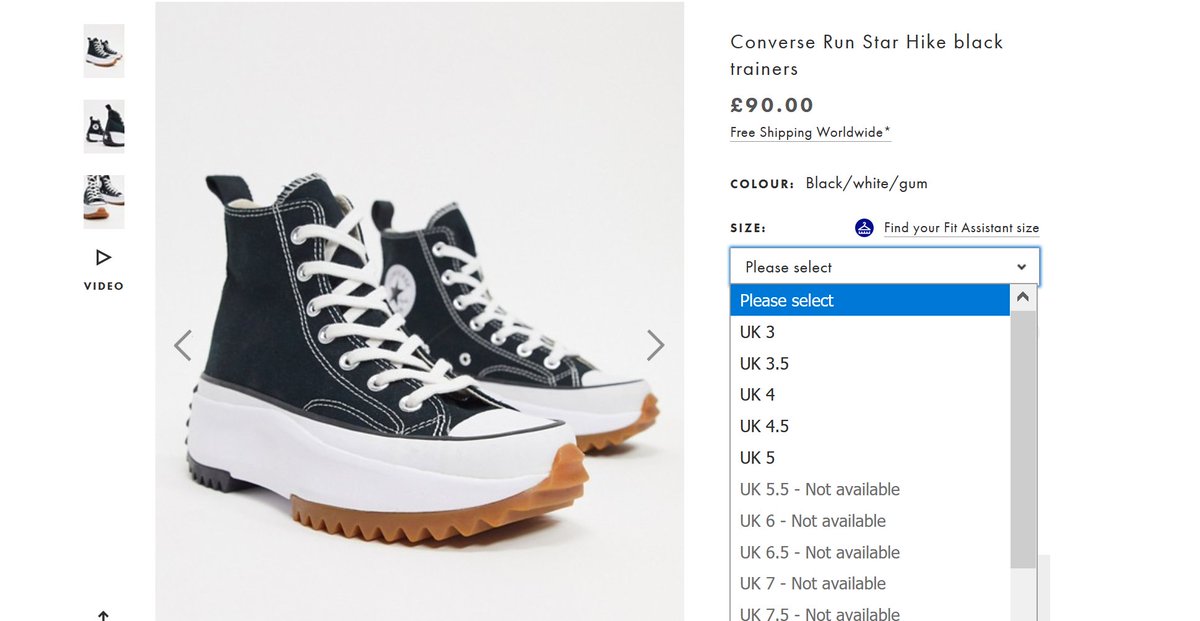 converse run star hike size 7