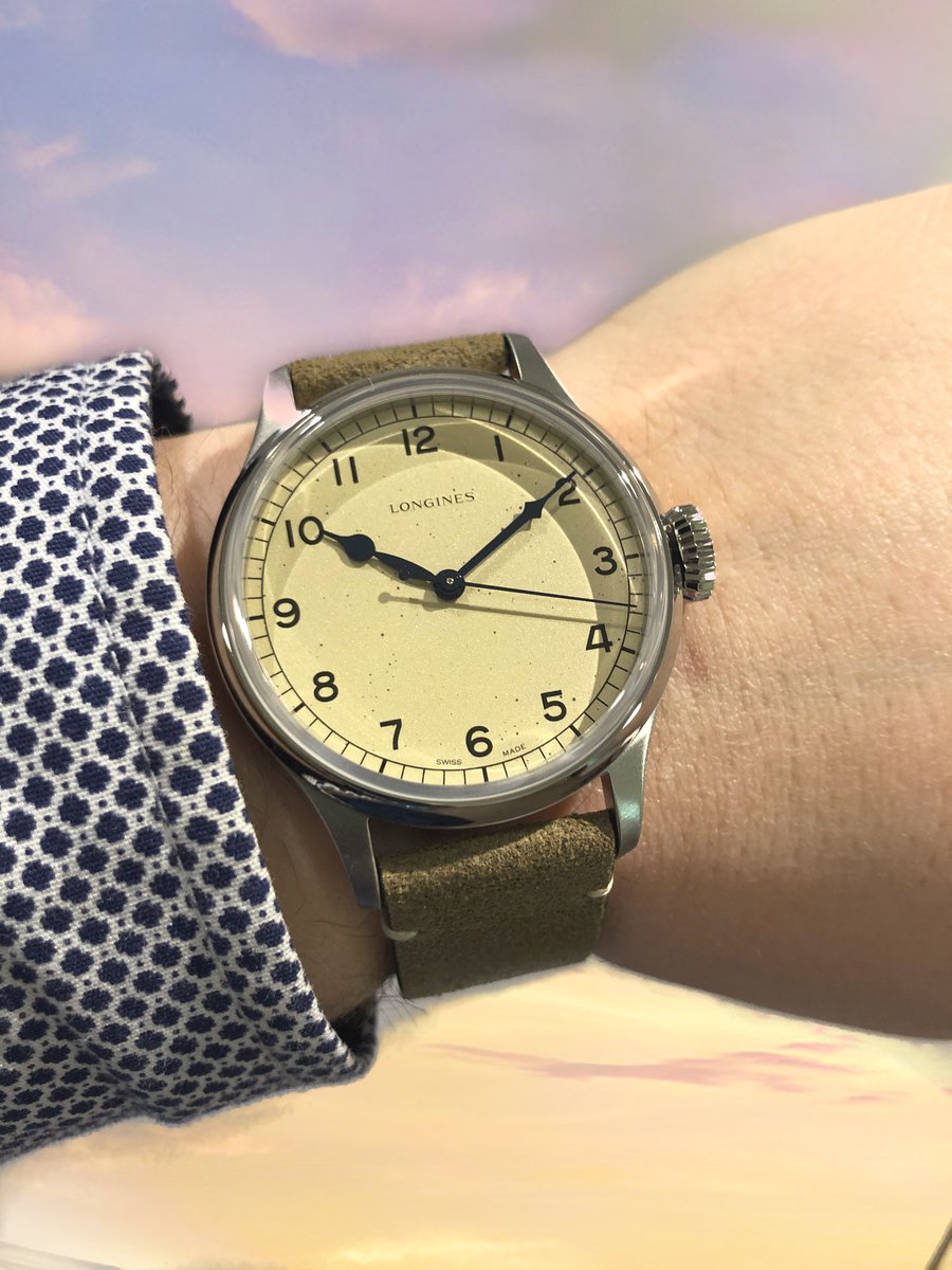 Horology's tweet photo. #pilotfriday ✈️ @Longines Heritage Military. #watches #watchcommunity #timepiece #wristshot #wristi #longines #swissmade #swiss #swisswatch #watchcollecting #pilotwatch #vintageinspired #horology #military #army #wristwatch #mechanical https://t.co/hTNx4T4ryK