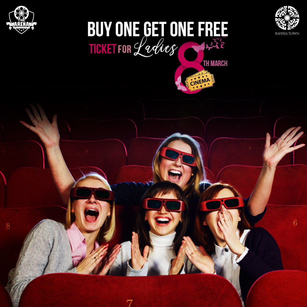 arena_cinema's tweet photo. Movie Nights are always better with your gal pals so this #WomensDay come avail our buy one get one free offer only at #TheArena!
For bookings &amp; tickets visit https://t.co/JxCGDFLOGX
#TheArenaMovement #Islamabad #Lahore #Karachi https://t.co/CTWymaN6Te