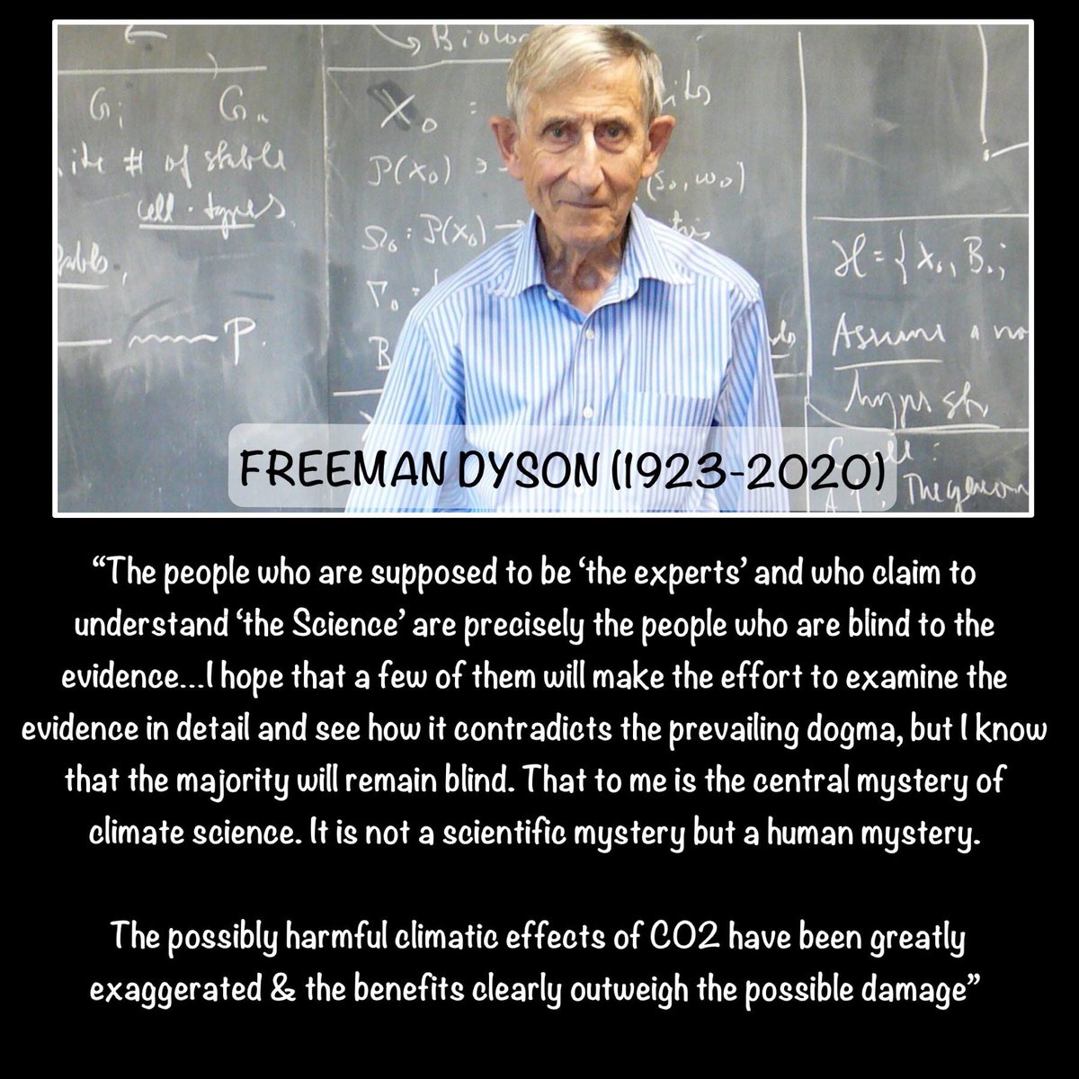 Hindre gallon klap Climate Realist on Twitter: "Good Point Made by Freeman Dyson...  https://t.co/I6aIs76p9x" / Twitter