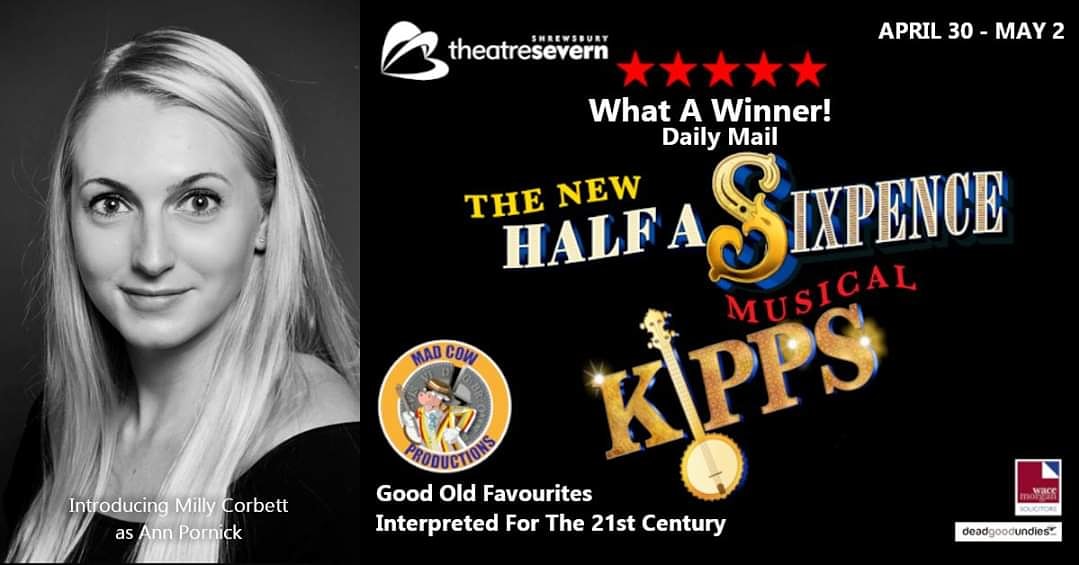 JustMeNow_Alex's tweet photo. @MillyCorbett from potato to romantic lead. What a journey! See her @theatresevern in #MadCowProductions #NEWHalfASixpenceKipps #Shrewsbury #entertainment https://t.co/2ZyhG3pu1u