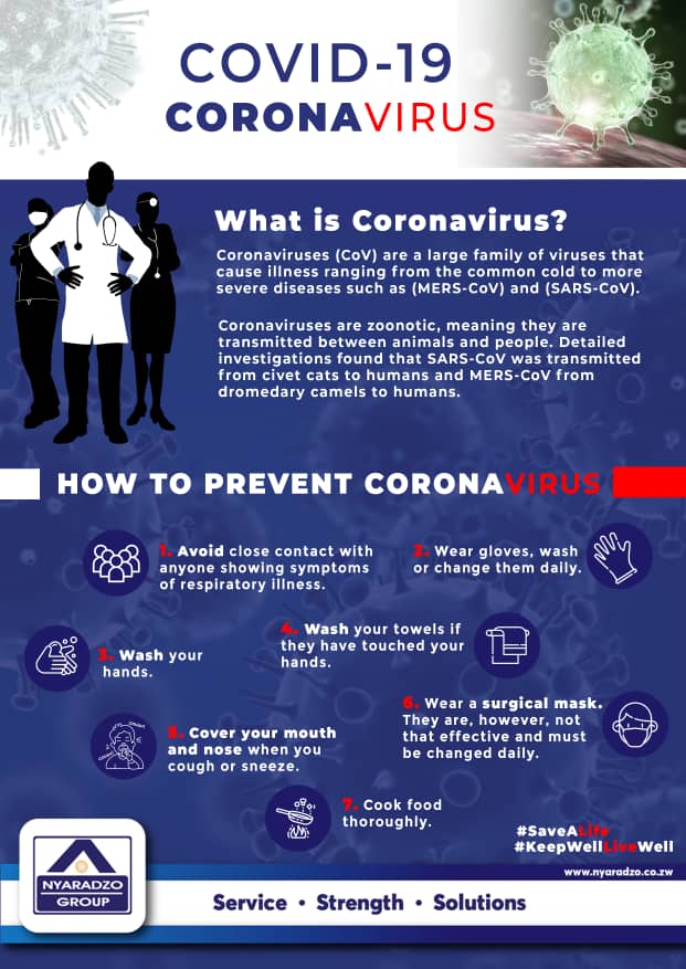 Nyaradzo_Group's tweet photo. Understanding how Coronavirus spreads is key to how we prevent and contain it. Take note of the common symptoms and seek medical attention as early as possible. #SaveALife #KeepWellLiveWell https://t.co/cPOmldAE6u