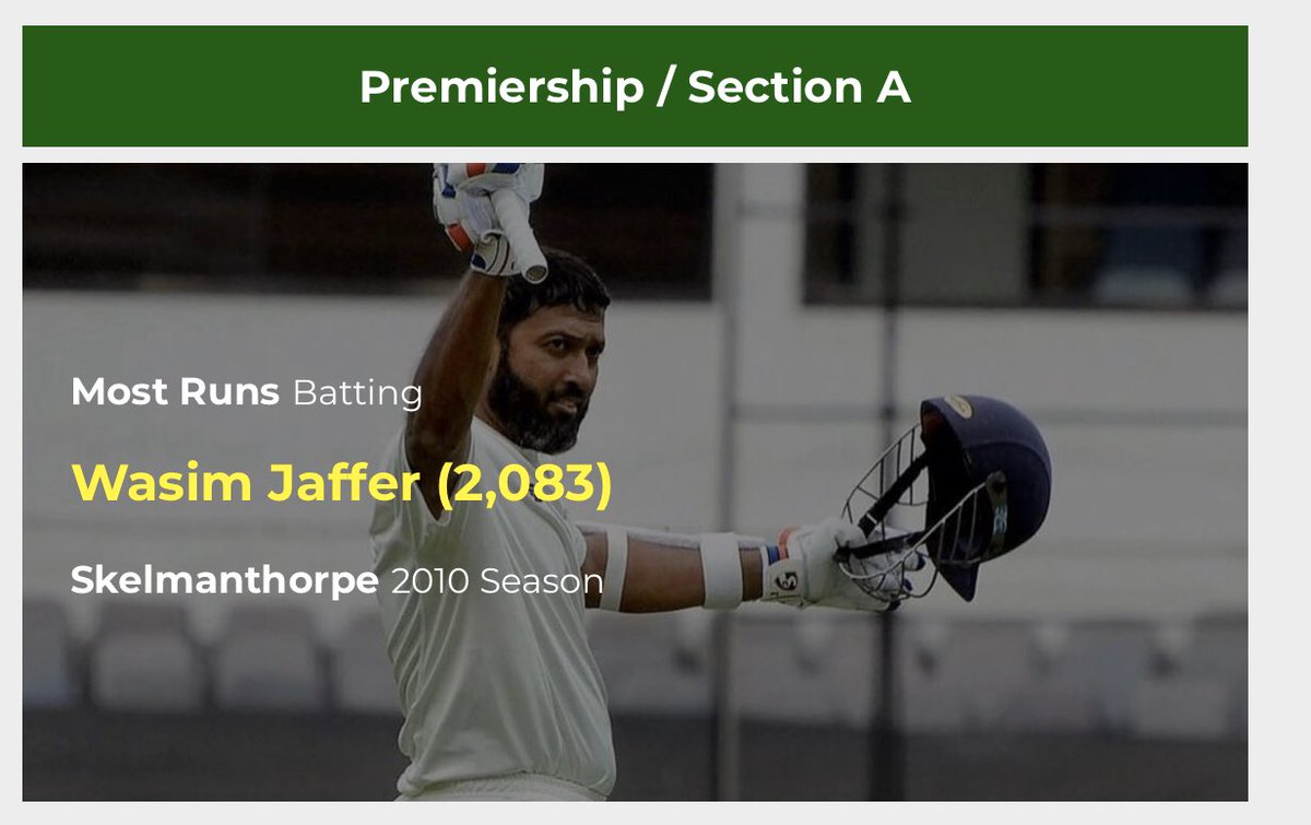 HuddCricket's tweet photo. You’ve given cricket fans in and around the Huddersfield area immense satisfaction watching you play, breaking two league records along the way. Enjoy your retirement from cricket @WasimJaffer14. 👏👏👏 https://t.co/NteKJStazk
