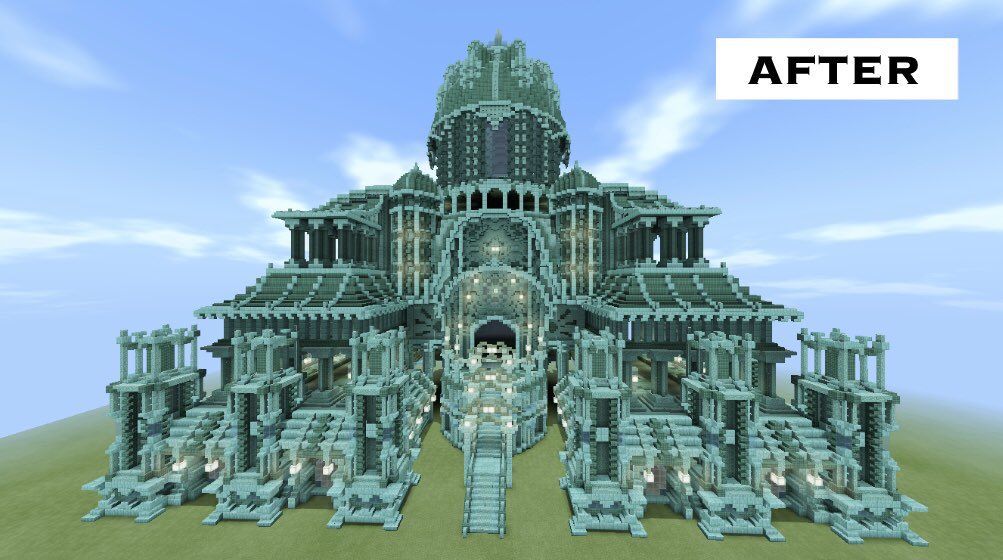 Twitter 上的 Yuluan 構造物ビフォーアフター 海底神殿編 ビフォーアフター Minecraft マイクラbe マイクラ建築 T Co Yse4s8pt6r Twitter