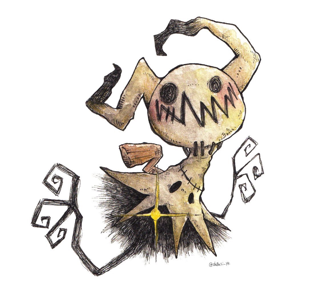 mimikyu no humans solo white background pokemon (creature) simple background twitter username stitches  illustration images