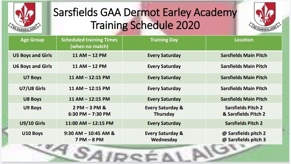 SashGAA's tweet photo. Today is the day, we see the return of our Dermot Earley Academy. All current members and new members are always welcome.
See you all later at the home of the County Champions.
#SashAcademy #Sashfamily #Sash2020 https://t.co/U3XfqQ5svx